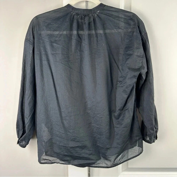 J Crew Cotton-voile button-front top Size XSmall Classic Black minimalist AY682 - Picture 3 of 8